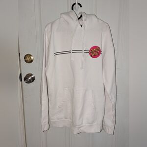 Santa Cruz Skateboards White Hoodie with Red Logo Men's (Small)